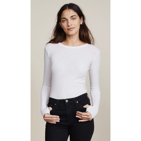 ENZA COSTA Cashmere Cuffed Crew Top Women Small Heather Cream Long Sleeve Shirt - Picture 1 of 15